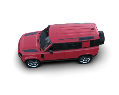 modern kırmızı SUV arabası beyaz arkaplanda izole edildi