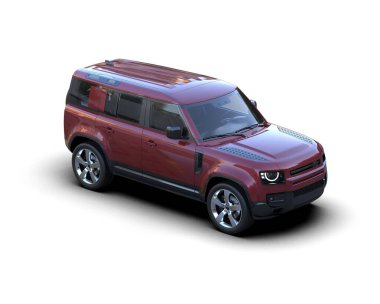 Beyaz arkaplandaki SUV vagonu 3 boyutlu görüntüleme