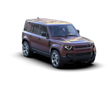 Beyaz arka planda bir araba. 3d oluşturma