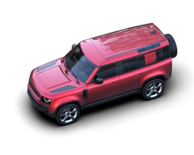 modern kırmızı SUV arabası beyaz arkaplanda izole edildi