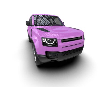 Modern araba arka planda izole edilmiş. 3D görüntüleme - illüstrasyon