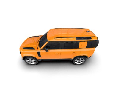 turuncu minivan. Yan görünüş. 3d illüstrasyon