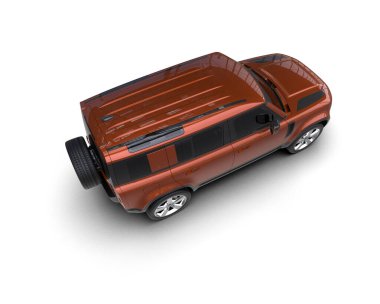 Beyaz arka planda modern bir cip arabası. 3d illüstrasyon