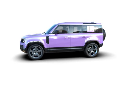 Mor arka planı olan modern bir araba. 3d oluşturma