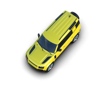 Gri arka planda modern sarı cip. 3d oluşturma