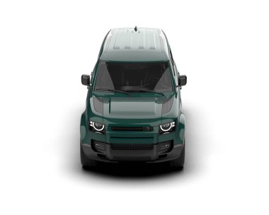 Modern ticari arazi aracı gölgeli beyaz bir arka planda izole edildi. 3D görüntüleme - çift boyutlu, 3D resimleme.