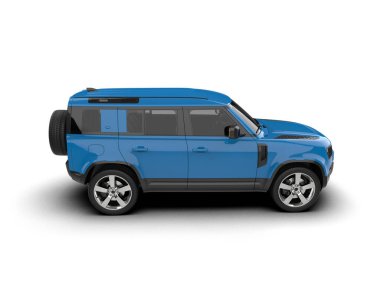 modern mavi araba - arkası - görünüm - 3D görüntüleme