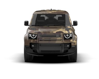 Beyaz arka planda modern askeri araba