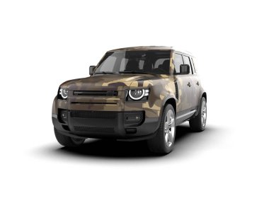 Modern SUV arka planda izole edildi. 3D görüntüleme - illüstrasyon