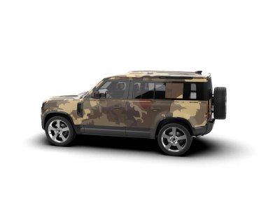 Modern askeri arazi aracı beyaz arka planda izole edildi. 3d oluşturma