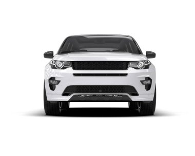 Beyaz arka planda aile için beyaz modern araba