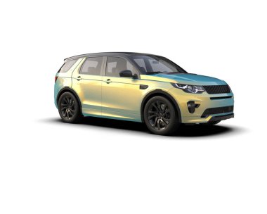 Modern araba arka planda izole edilmiş. 3D görüntüleme - illüstrasyon