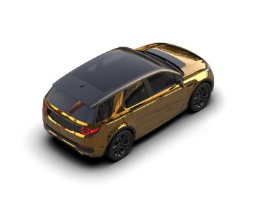 Beyaz arka planda izole edilmiş lüks araba 3 boyutlu çizim - illüstrasyon