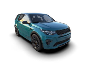 Modern kompakt araba beyaza izole edilmiş. 3 Boyutlu Hazırlama