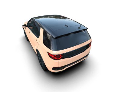 Modern araba arka planda izole edilmiş. 3D görüntüleme - illüstrasyon