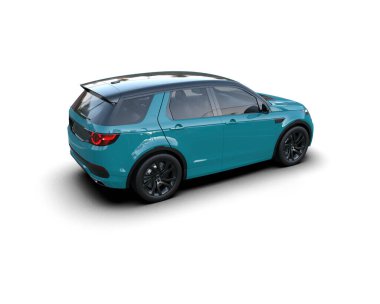 Modern araba arka planda izole edilmiş. 3D görüntüleme - illüstrasyon