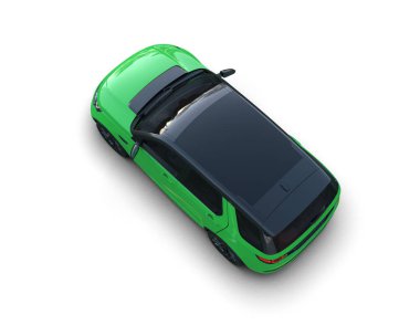 yeşil elektrikli araba beyaz üzerinde izole