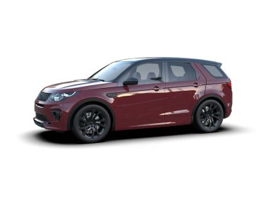 Modern araba arka planda izole edilmiş. 3d oluşturma