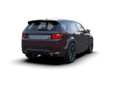 Siyah SUV arabası beyaz arka planda izole edildi. 3D görüntüleme - illüstrasyon