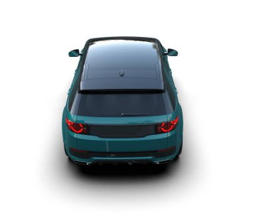 Stüdyo ortamında markasız bir SUV 'un 3 boyutlu çizimi