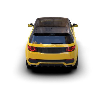 Sarı araba beyaz arkaplanda izole edildi