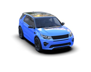 beyaz arka planda mavi modern araba