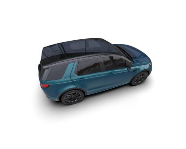 Beyaz arka planda siyah bir arabası olan 3 boyutlu bir SUV.