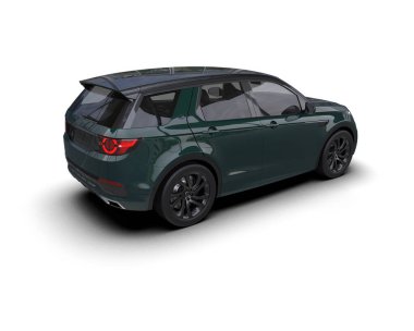 Siyah araba arka planda izole edilmiş. 3D görüntüleme - illüstrasyon