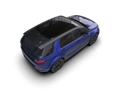 Siyah SUV beyaz arka planda. 3d oluşturma