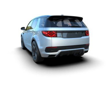 Modern araba arka planda izole edilmiş. 3D görüntüleme - illüstrasyon