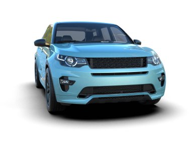 Beyaz arka planda mavi modern araba