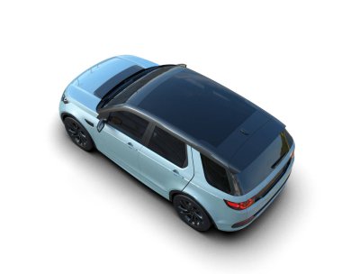 Beyaz arka planda mavi modern araba.