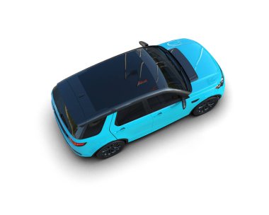 mavi elektrikli modern aile SUV - 3D görüntüleme