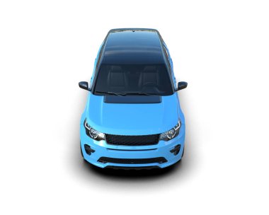 modern mavi SUv beyaz arkaplanda izole edildi