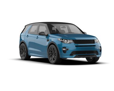 Kırpma yolu ile beyaz arkaplanda izole edilmiş bir elektrikli arabanın 3 boyutlu görüntüsü