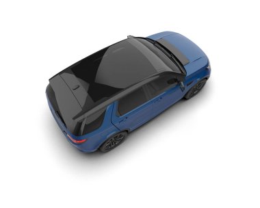 Mavi araba beyazda izole edilmiş. 3d görüntüleme - resim