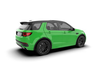 Beyaz arka planda izole edilmiş gerçekçi modern araba. 3d illüstrasyon