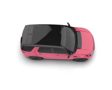 pembe modern araba beyaz arka planda izole edilmiş