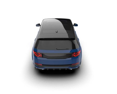 Beyaz arka planda modern mavi araba. 3d oluşturma