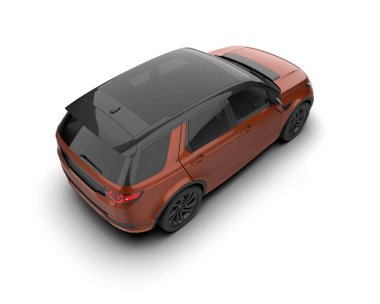 Beyaz arka planda bir araba. 3d oluşturma