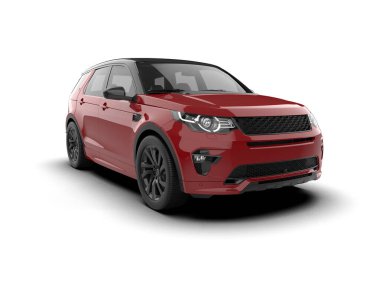 Beyaz arka planda modern kompakt spor araba. 3d oluşturma