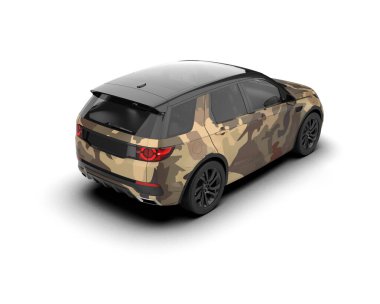 Beyaz arka planda modern bir araba. 3d oluşturma