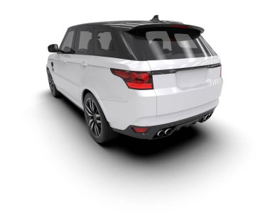 Siyah araba beyaz arka planda izole edildi. 3 boyutlu çizim - illüstrasyon