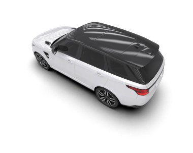 Siyah araba beyaz arka planda izole edildi. 3D görüntüleme.