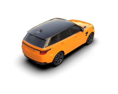 turuncu modern araba beyaz arka planda.