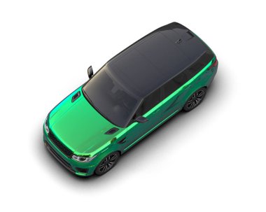 modern araba beyaz arka planda izole edildi. 3 boyutlu çizim - illüstrasyon