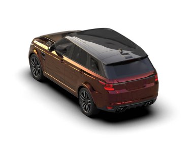 Siyah araba beyaz arka planda izole edildi. 3D görüntüleme - illüstrasyon