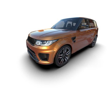 Beyaz arka planda izole edilmiş modern lüks araba. 3d oluşturma.