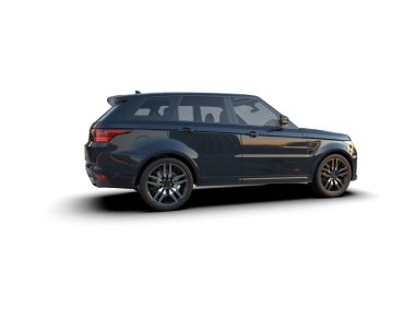 Lüks SUV arabası beyaz arka planda izole edilmiş.