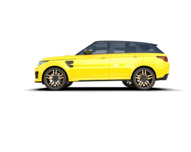 Beyaz arka planda izole edilmiş modern lüks araba. 3d oluşturma